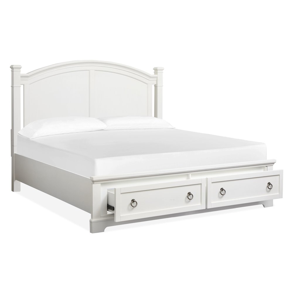 Kingston Whisper White And Cerused Nutmeg Queen Panel Storage Bed. Picture 2