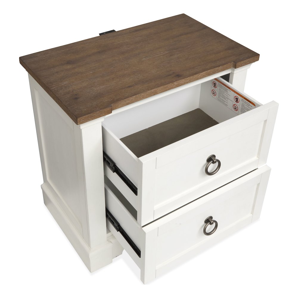 Kingston Whisper White And Cerused Nutmeg Drawer Nightstand. Picture 6