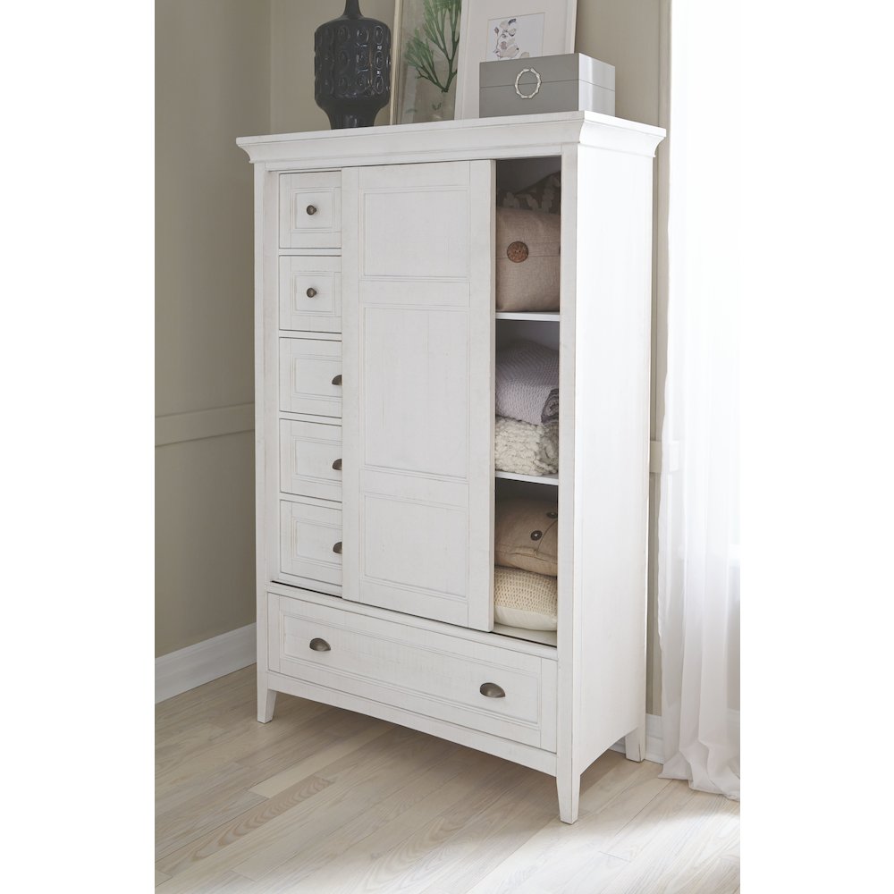 Heron Cove Chalk White And Dovetail Grey Door Chest. Picture 4