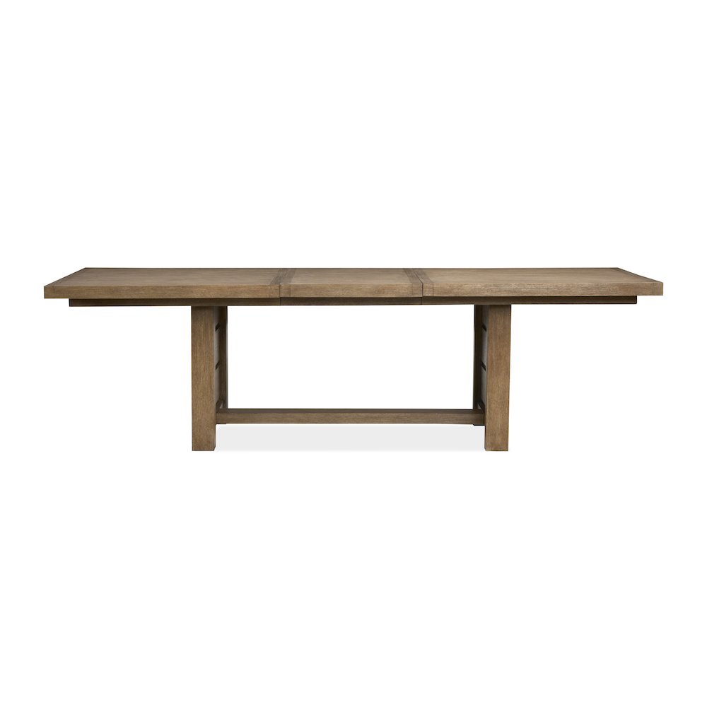 Plum Creek Sierra Brown Extendable Trestle Dining Table. Picture 4
