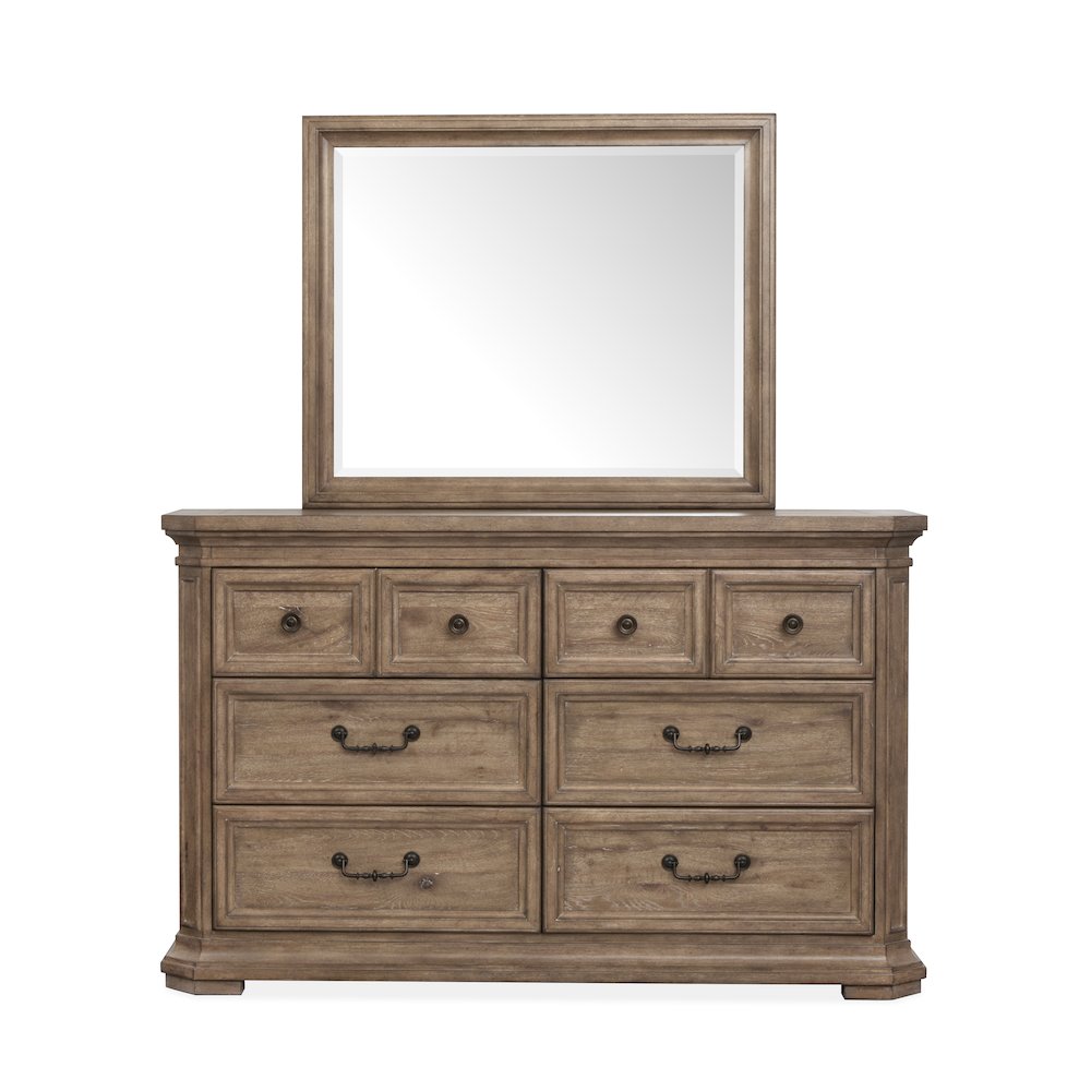 Adler Court Florentine Walnut Drawer Dresser With Landscape Mirror. Picture 2