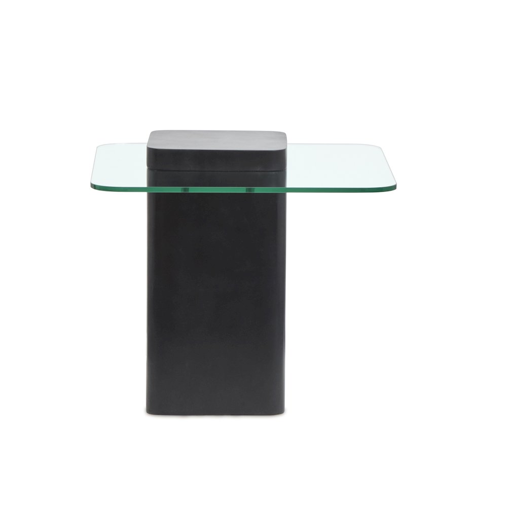 Donora Clear Glass And Obsidian Square End Table. Picture 5