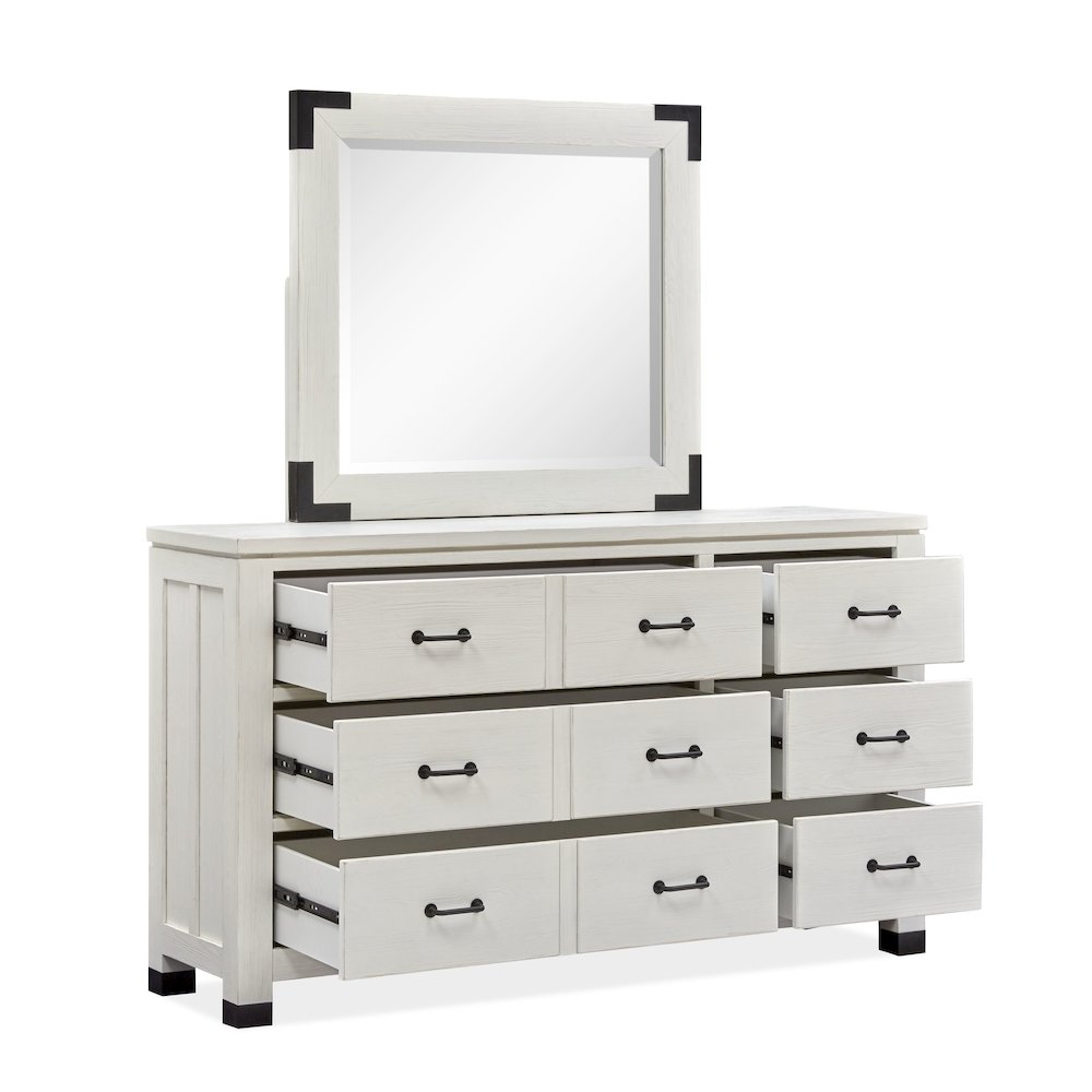 Harper Springs Silo White Drawer Dresser With Landscape Mirror. Picture 7