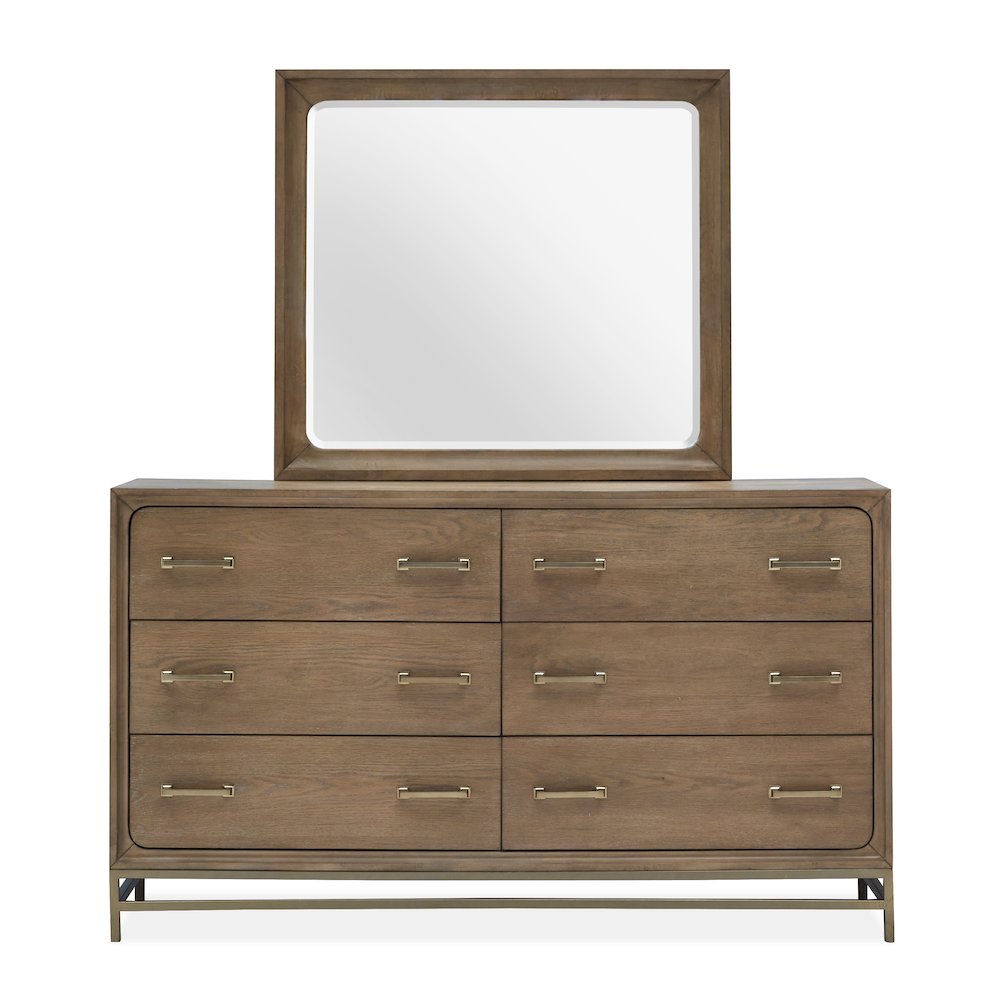 Lindon Belgian Wheat And Coffee Bean Double Drawer Dresser With Landscape Mirror. Picture 2