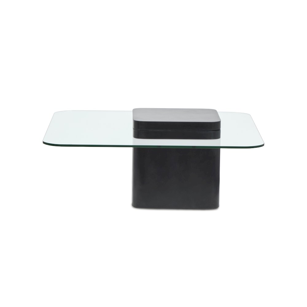 Donora Clear Glass And Obsidian Square Cocktail Table. Picture 4