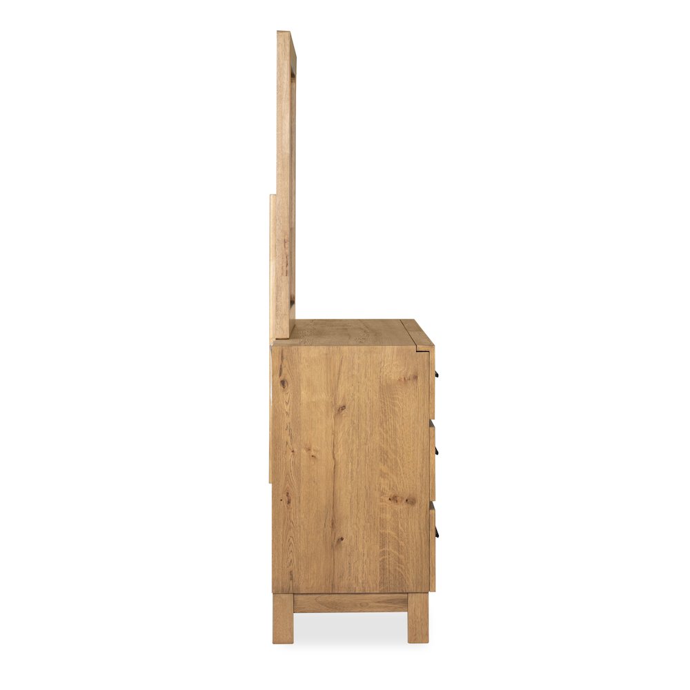 Davenport Rustic Caramel Double Drawer Dresser With Portrait Mirror. Picture 4