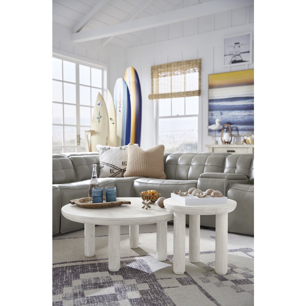 Sunset Cove Moonlight Pearl Nesting Cocktail Table With Casters. Picture 9