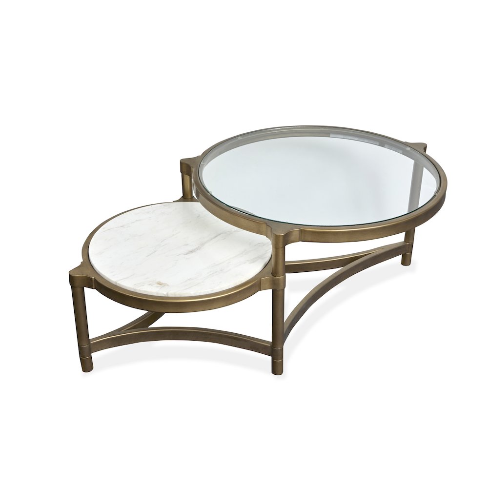 Cassidy Aged Brass And Volakas Classic Shaped Cocktail Table. Picture 3