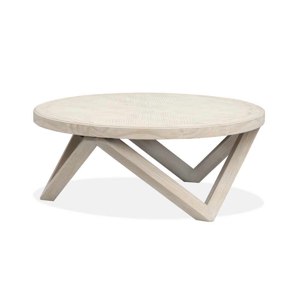 Bostwick Coconut Cream Round Cocktail Table. Picture 1