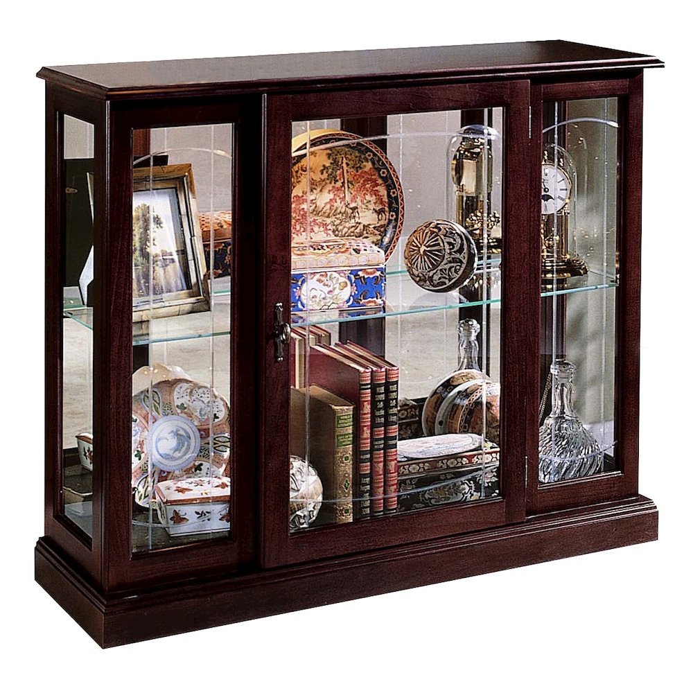 Pulaski Curios Cherry Brown Lighted 1 Shelf Console Display Cabinet. Picture 1