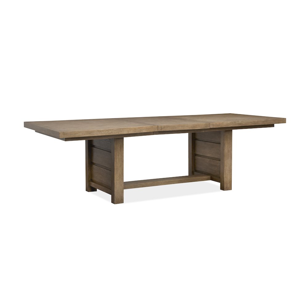 Plum Creek Sierra Brown Extendable Trestle Dining Table. Picture 3