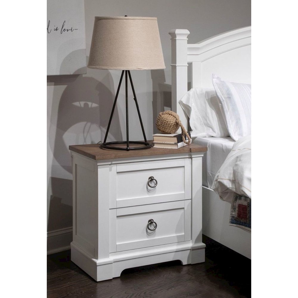 Kingston Whisper White And Cerused Nutmeg Drawer Nightstand. Picture 4