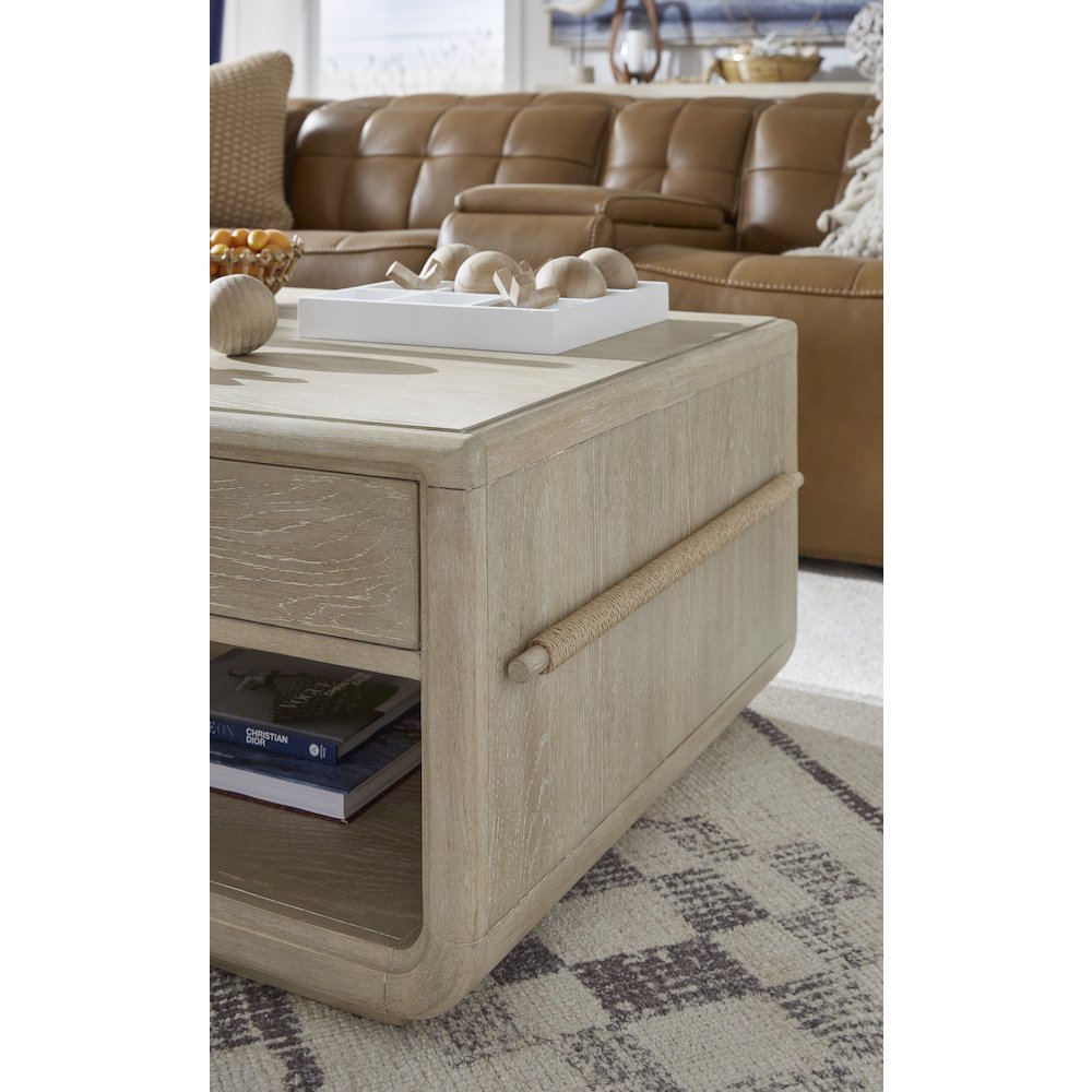 Sunset Cove Sanibel Brown Rectangular Cocktail Table With Casters. Picture 10