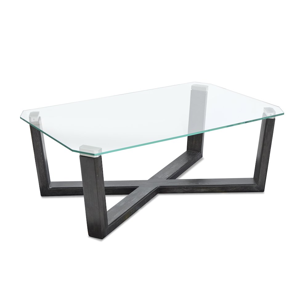 Wexler Black Truffle And Clear Glass Rectangular Cocktail Table. Picture 2