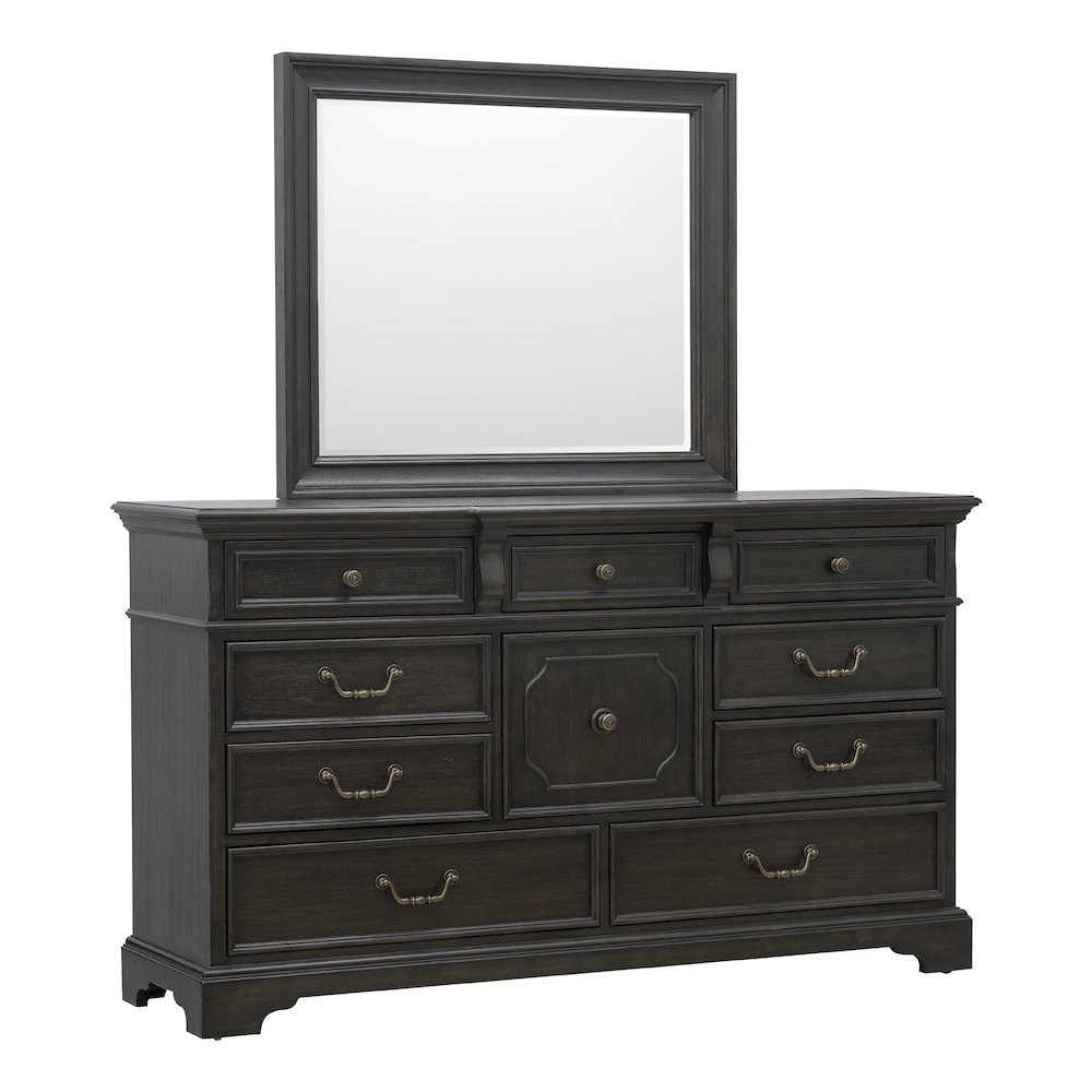 Pulaski Hickory Creek Brown Velvet 10 Drawer Dresser With Mirror. Picture 1