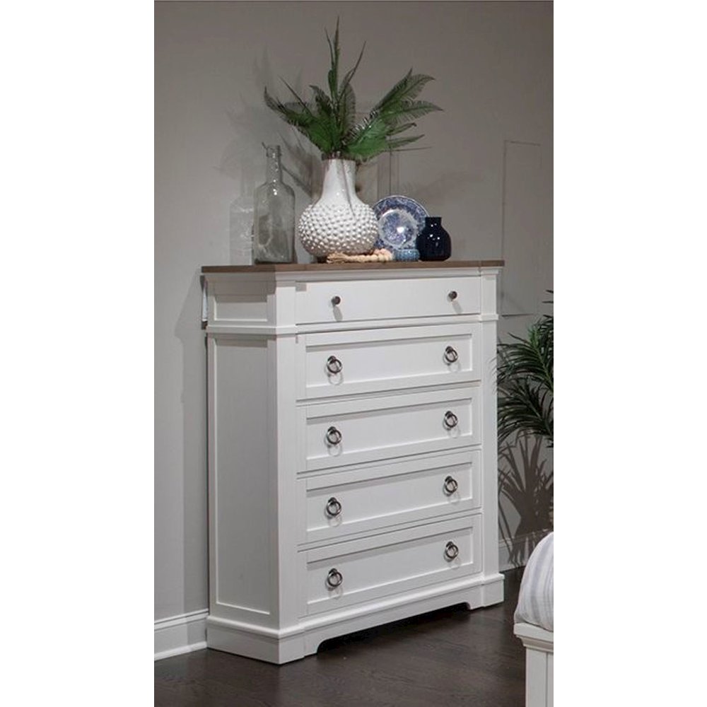 Kingston Whisper White And Cerused Nutmeg Drawer Chest. Picture 4