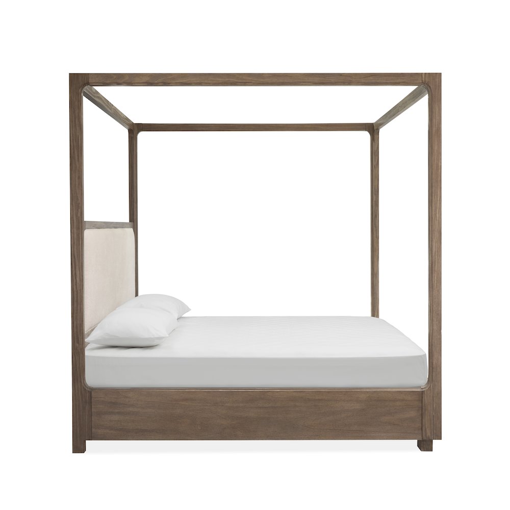 Westbourne Dark Umber Queen Upholstered Poster Bed. Picture 3