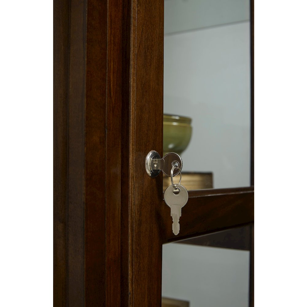 Pulaski Curios Deep Brown Sliding Door 5 Shelf Curio Cabinet. Picture 7