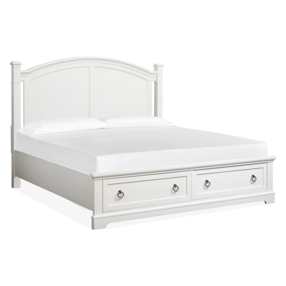 Kingston Whisper White And Cerused Nutmeg Queen Panel Storage Bed. Picture 1