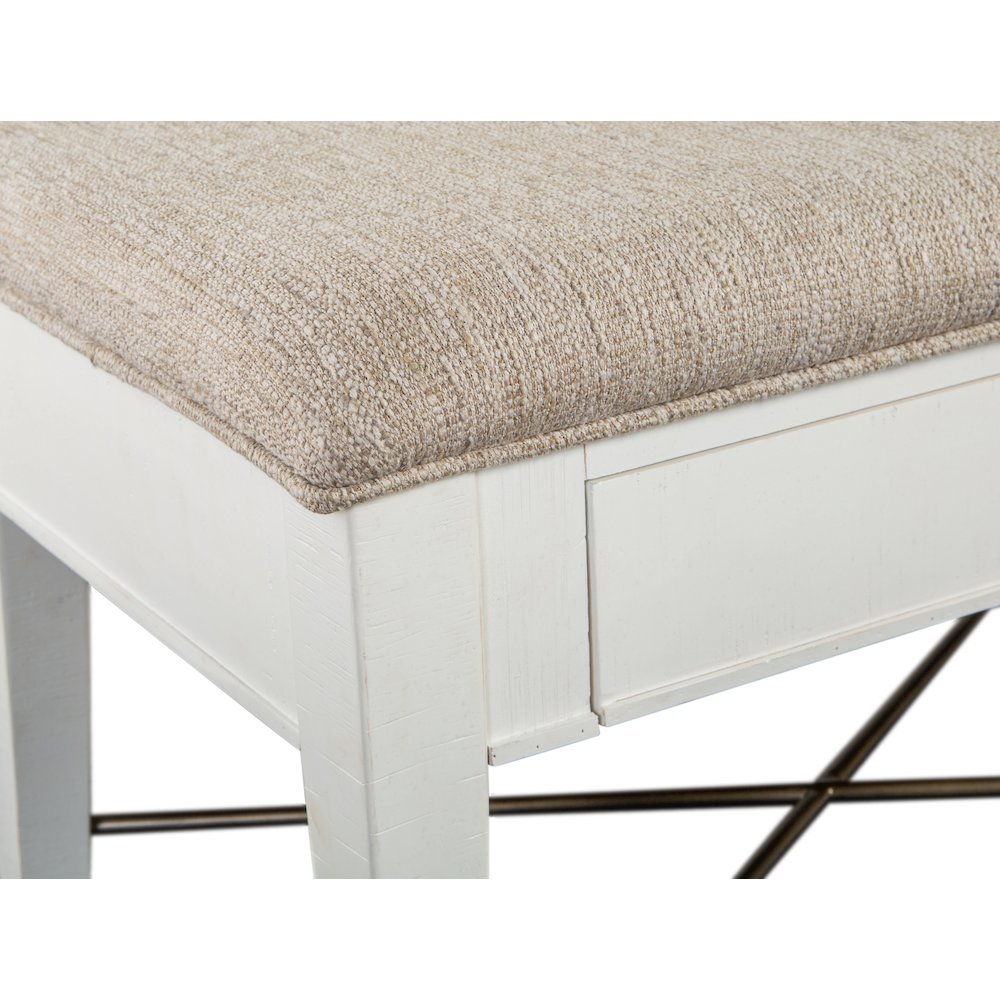 Heron Cove Chalk White And Dovetail Grey Upholstered Bench. Picture 8
