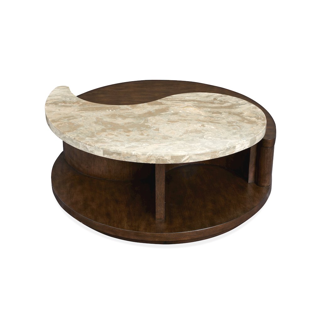 Mcpherson Burnt Umber Round Cocktail Table With Casters. Picture 3