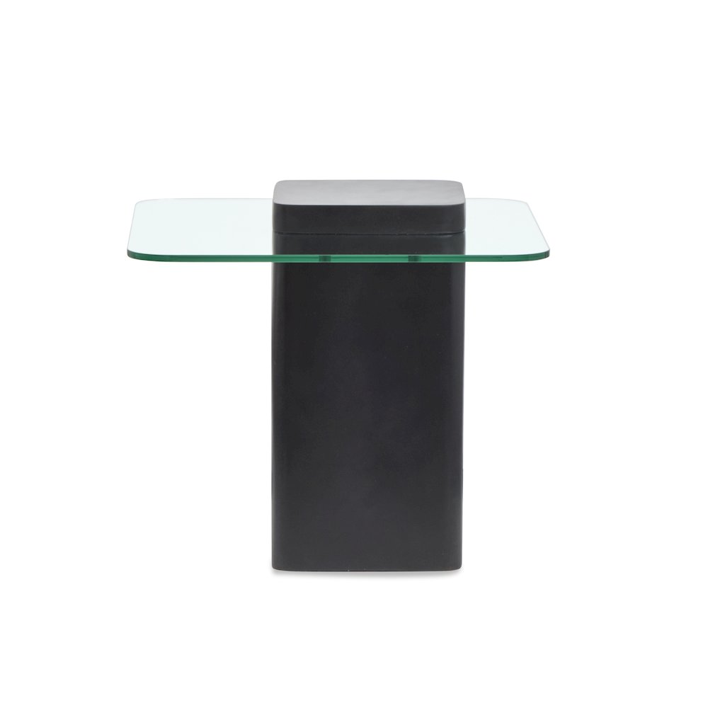Donora Clear Glass And Obsidian Square End Table. Picture 4