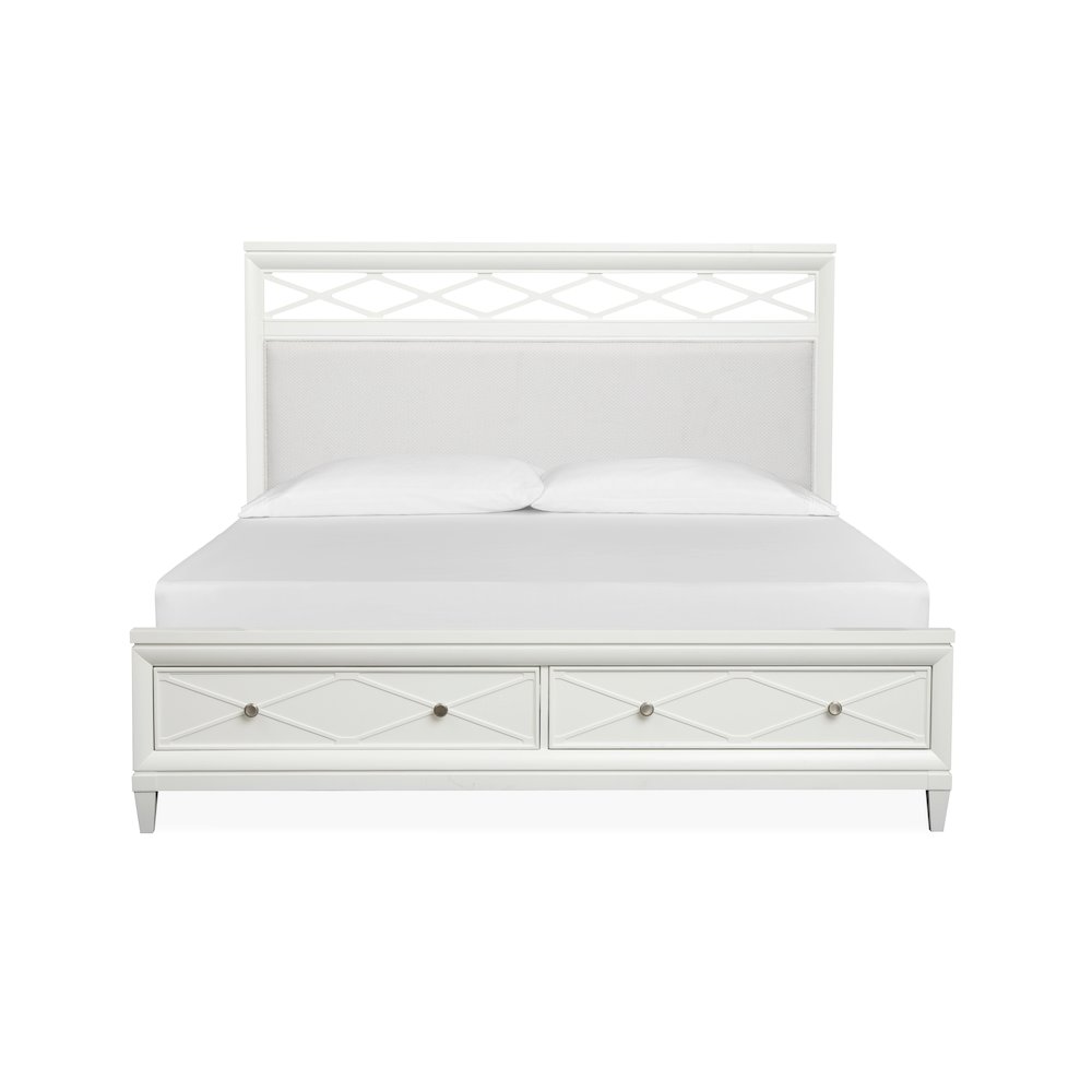 Springhouse Whisper White Queen Upholstered Panel Storage Bed. Picture 3