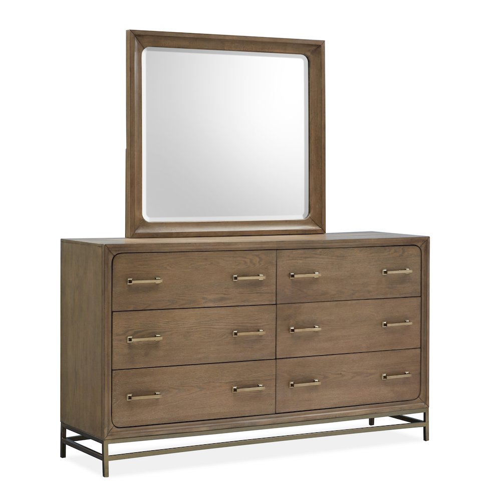 Lindon Belgian Wheat And Coffee Bean Double Drawer Dresser With Landscape Mirror. Picture 1