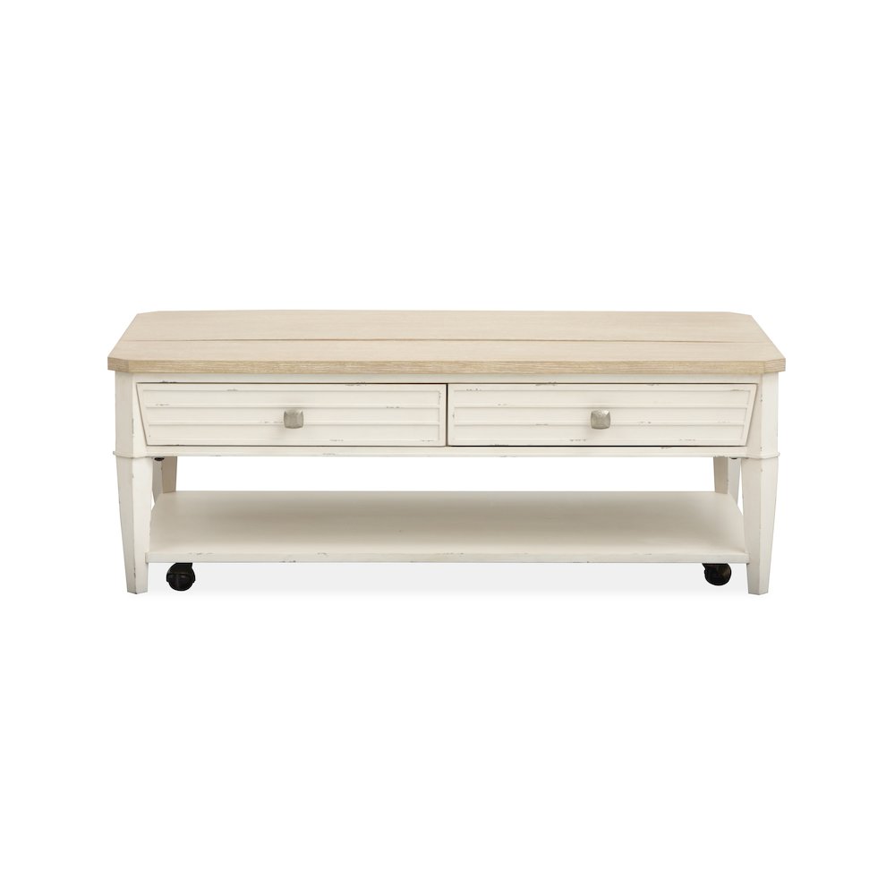 Echo Isles Sea Pearl And Driftwood Lift Top Storage Cocktail Table With Casters. Picture 5