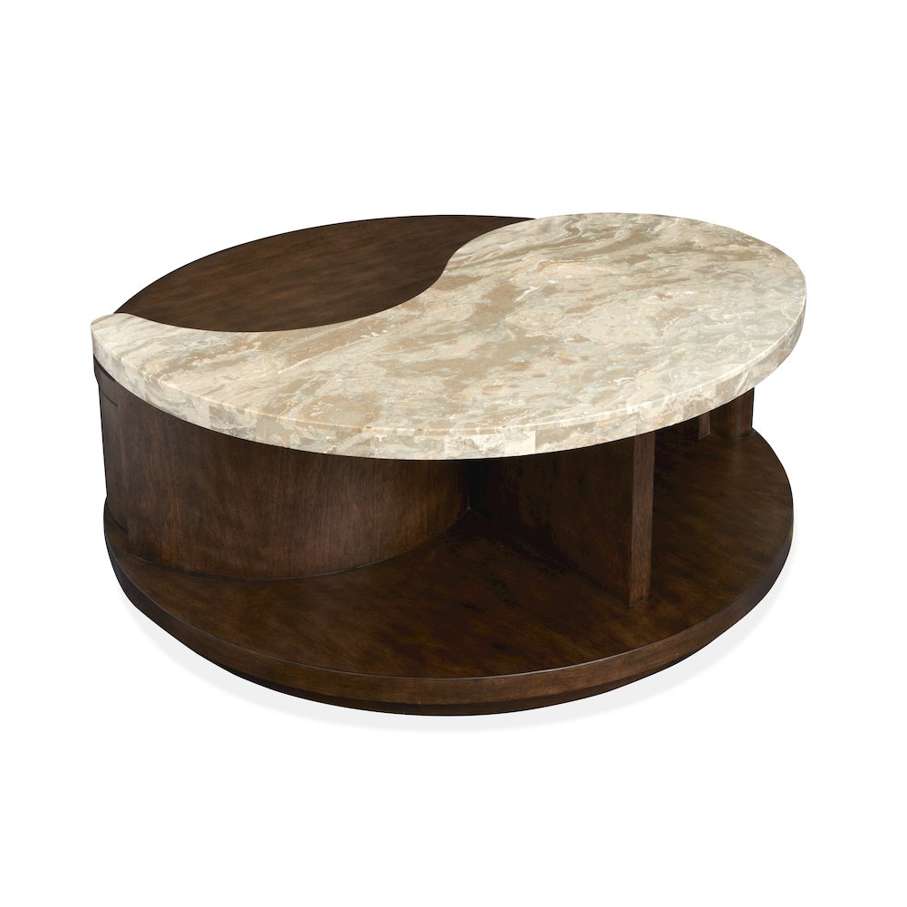 Mcpherson Burnt Umber Round Cocktail Table With Casters. Picture 2