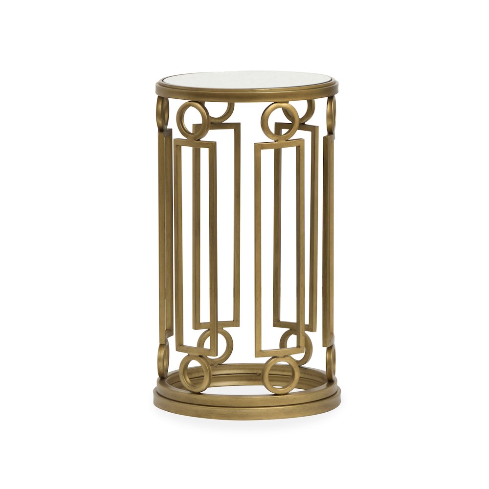 Lorena Burnished Brass Round Accent Table. Picture 3