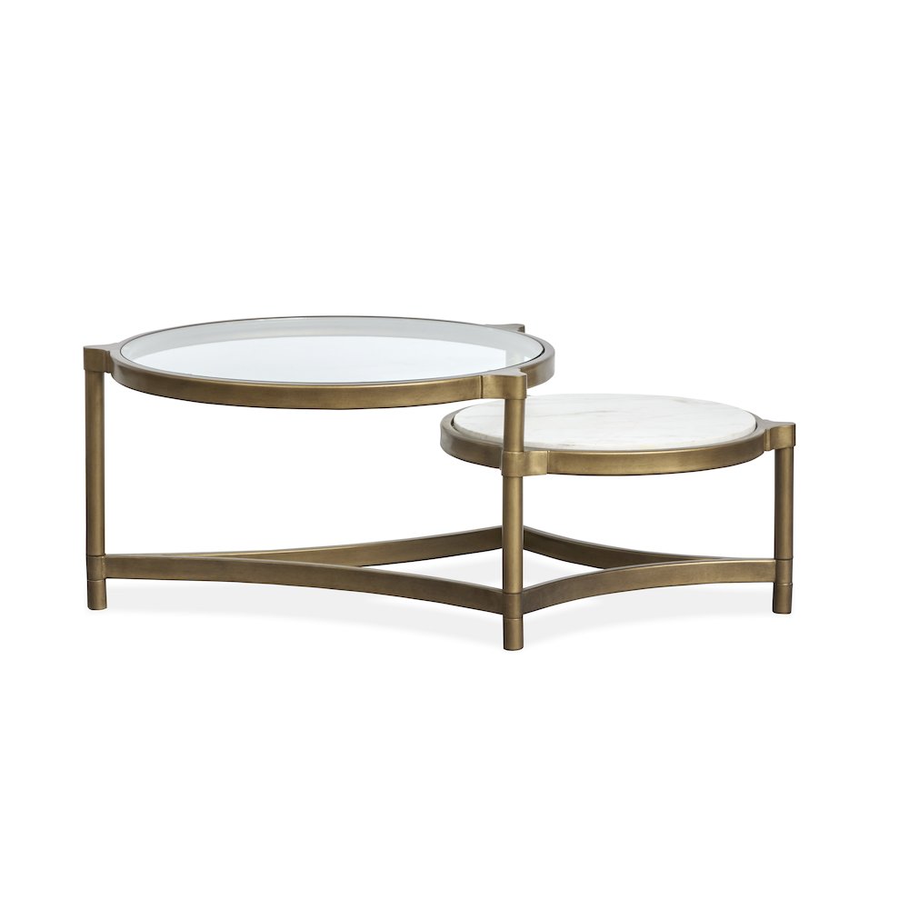 Cassidy Aged Brass And Volakas Classic Shaped Cocktail Table. Picture 4