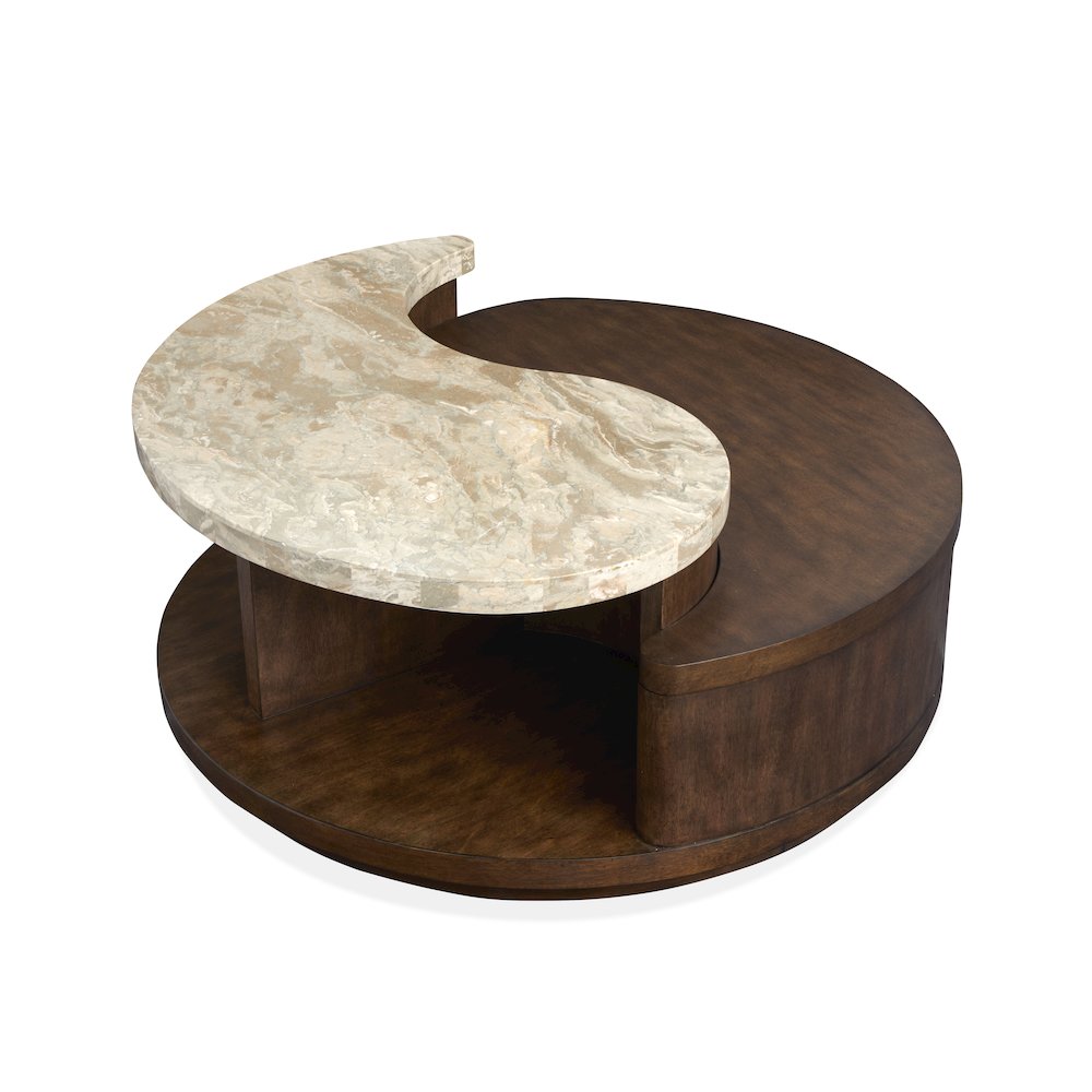 Mcpherson Burnt Umber Round Cocktail Table With Casters. Picture 4