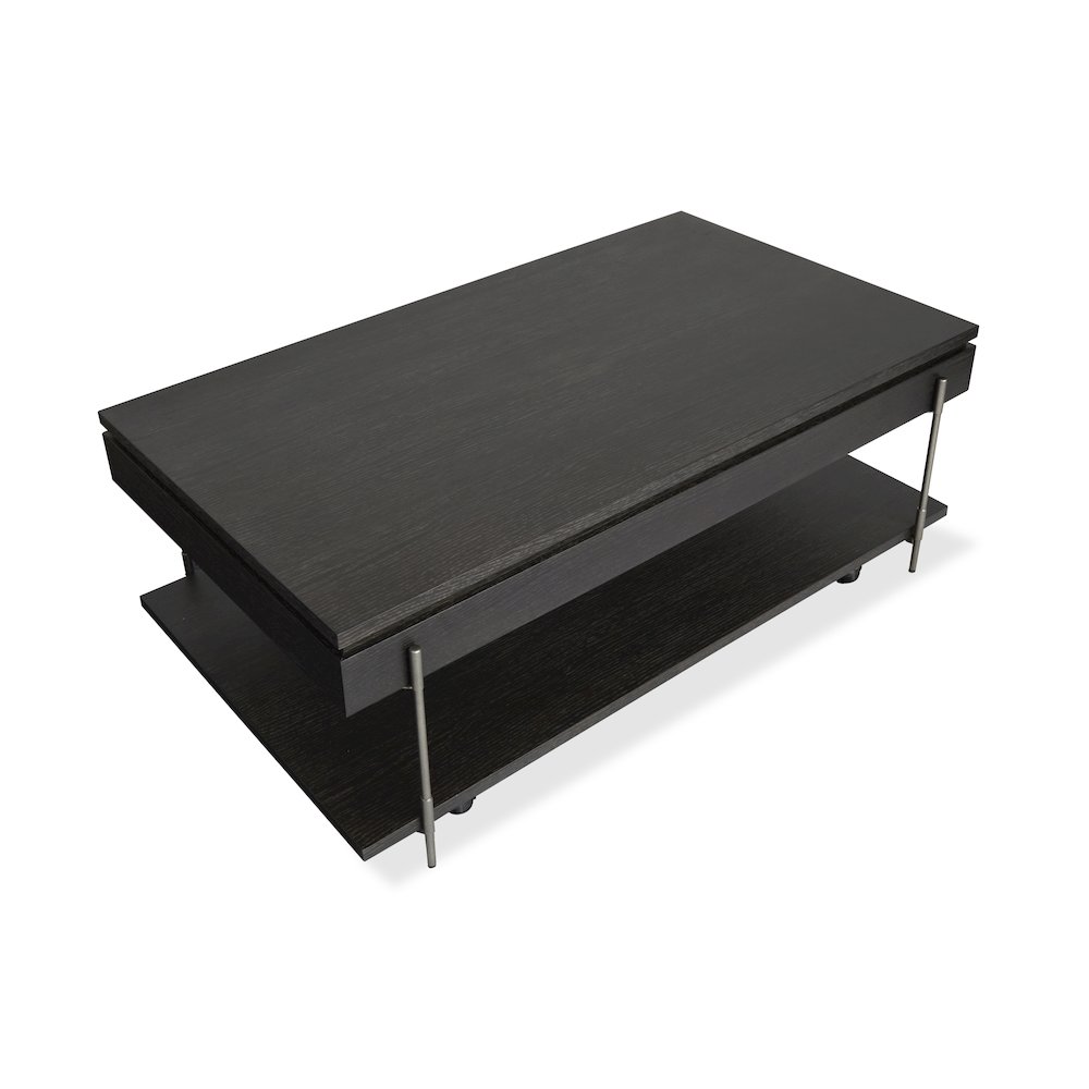 Spencer Dark Briarsmoke Lift Top Storage Cocktail Table With Casters. Picture 2