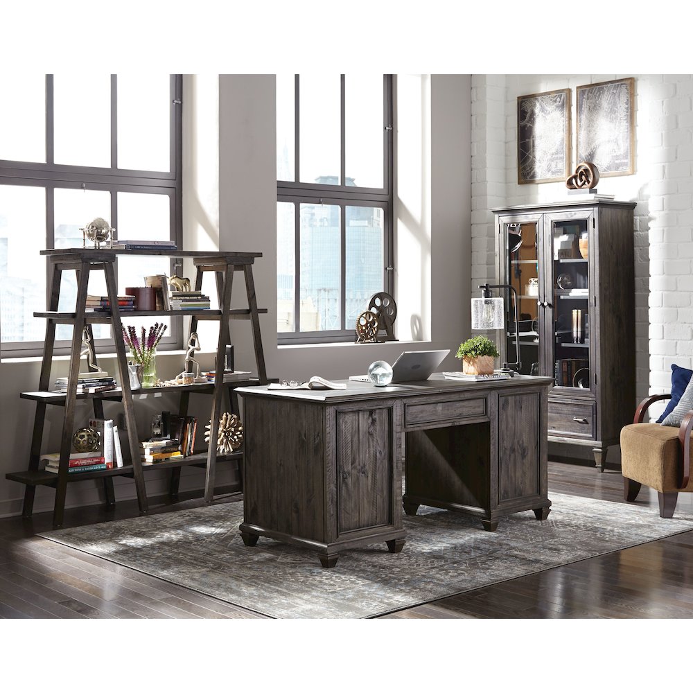 Sutton Place Weathered Charcoal Executive Desk. Picture 4