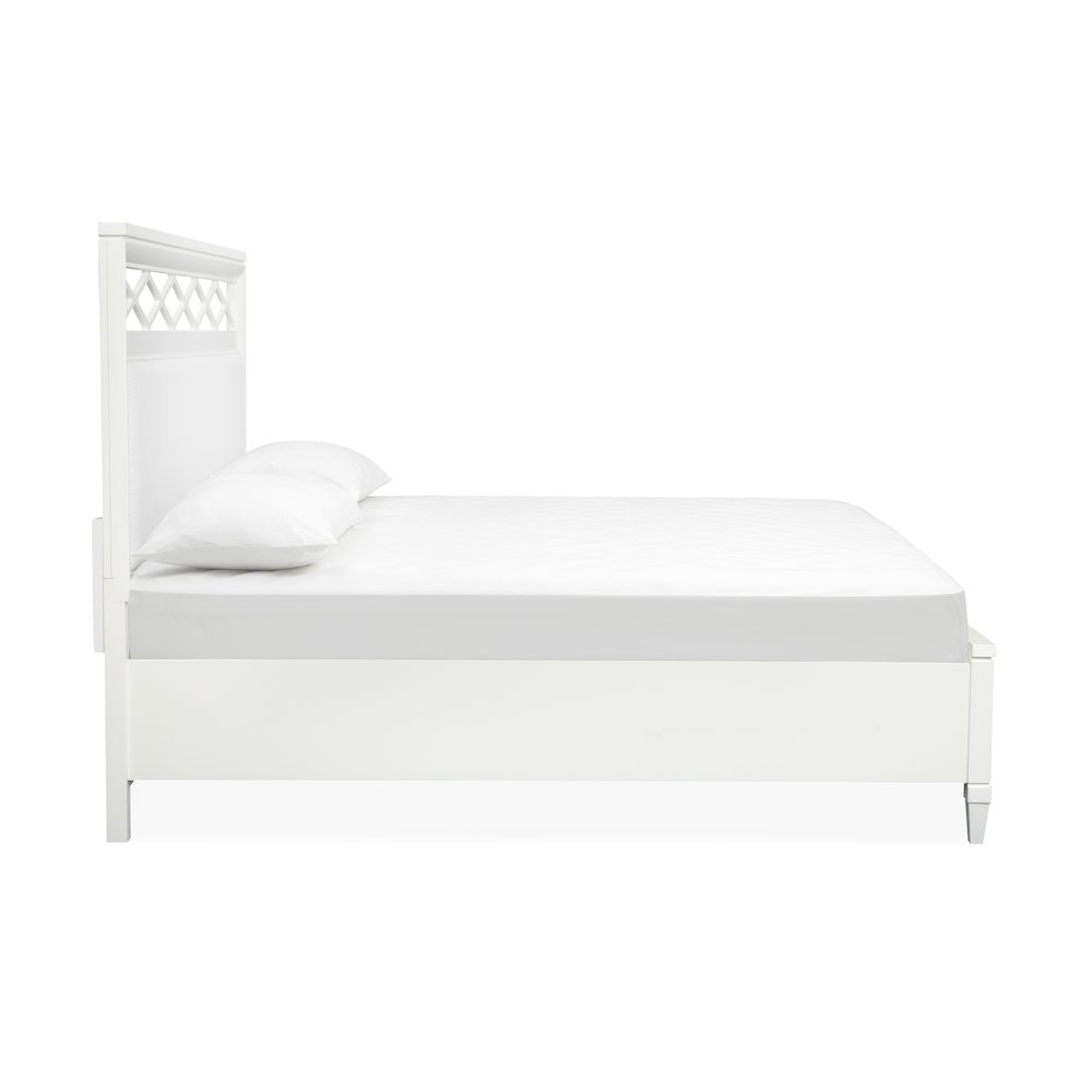 Springhouse Whisper White Queen Upholstered Panel Storage Bed. Picture 4