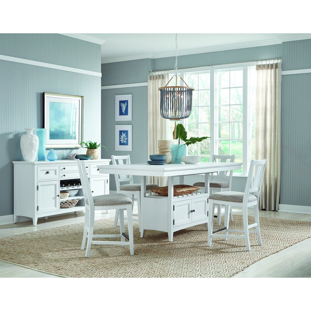 Heron Cove Chalk White And Dovetail Grey Extendable Counter Height Dining Table. Picture 9