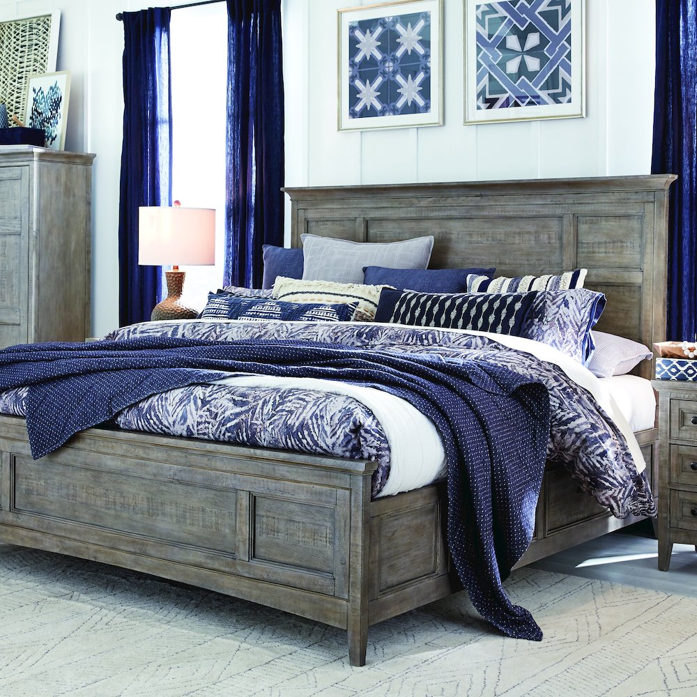 Paxton Place Dovetail Grey Queen Panel Storage Bed. Picture 5