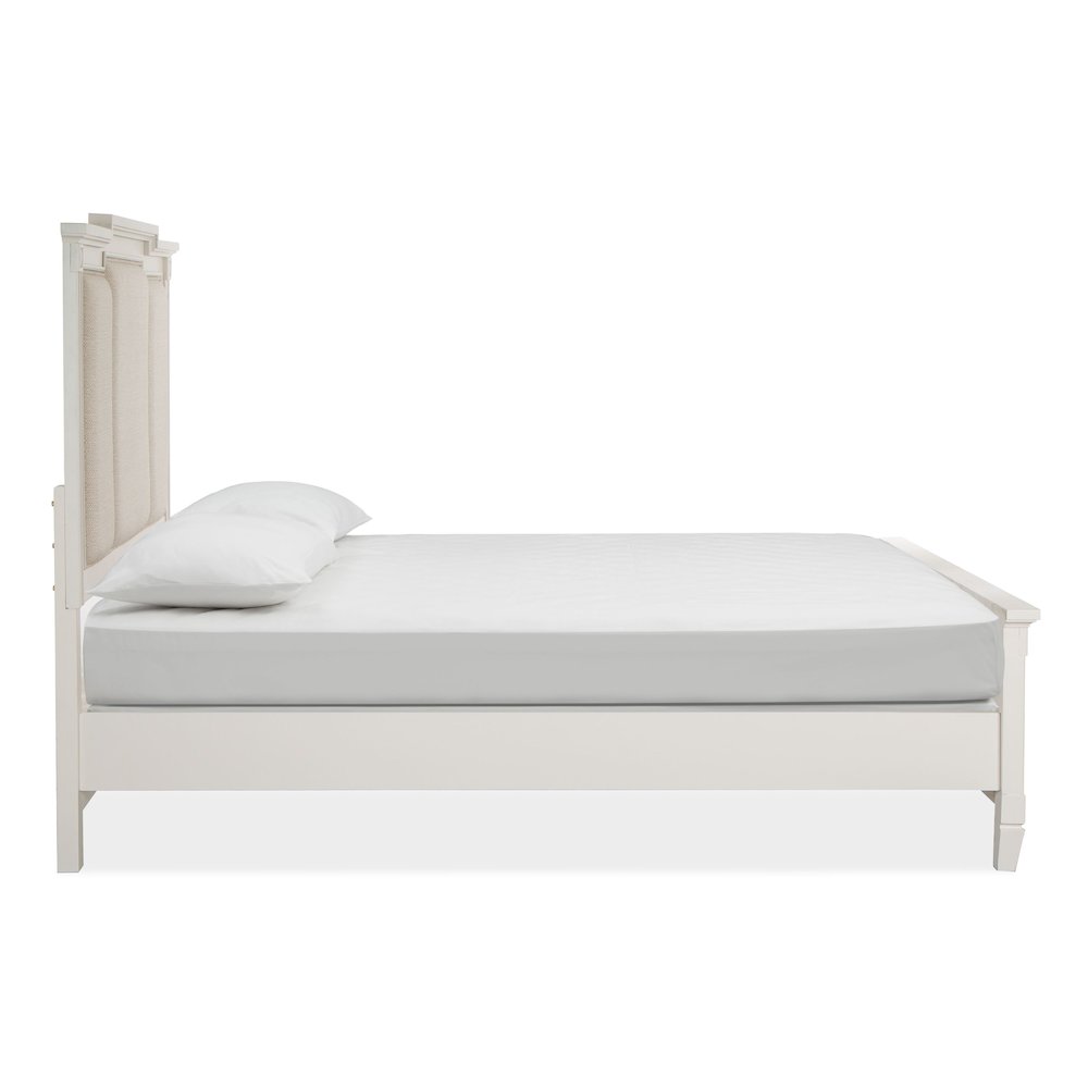 Willowbrook Egg Shell White With Slight Rub Through Queen Panel Upholstered Bed. Picture 3