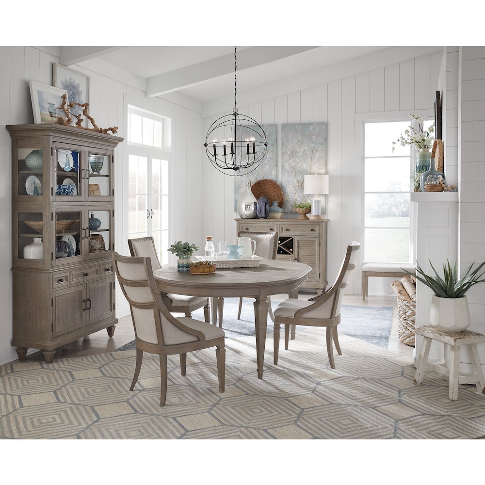Lancaster Dovetail Grey Extendable Round Dining Table. Picture 10