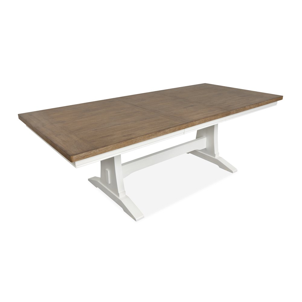 Kingston Whisper White And Cerused Nutmeg Extendable Trestle Dining Table. Picture 6