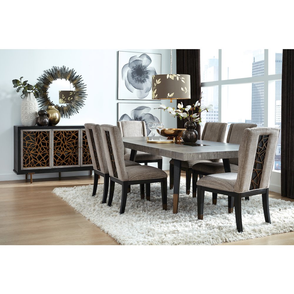 Ryker Nocturn Black And Coventry Grey Rectangular Dining Table. Picture 12