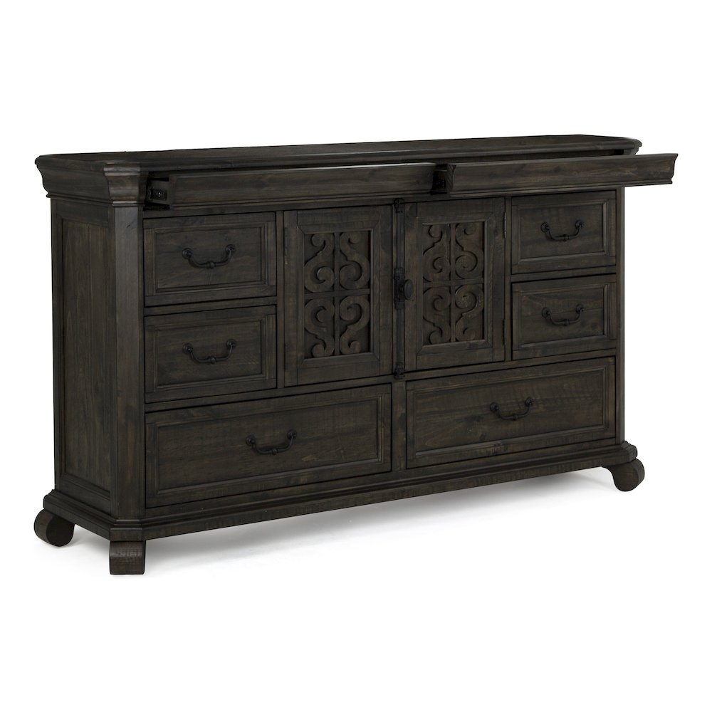 Bellamy Peppercorn Drawer Dresser With Landscape Mirror. Picture 10