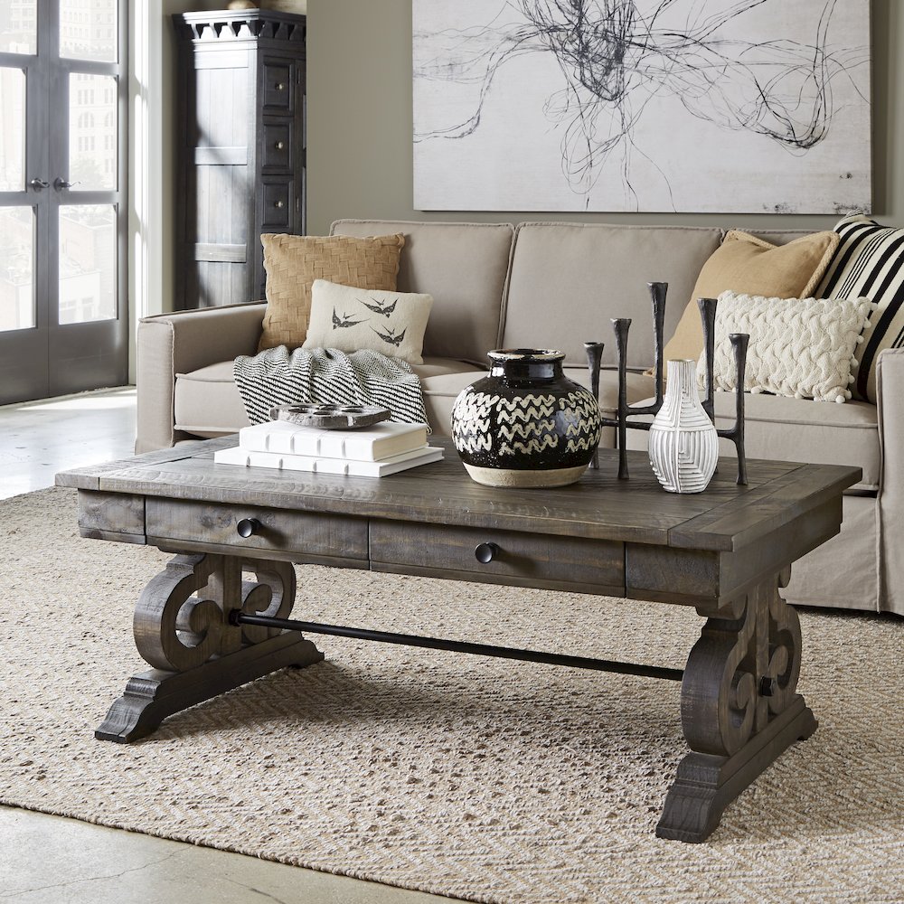 Bellamy Peppercorn Rectangular Cocktail Table. Picture 2