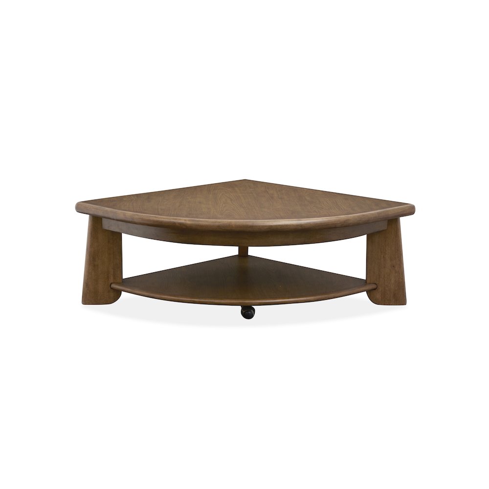 Tanner Tawny Brown Pie Shaped Lift Top Cocktail Table With Casters. Picture 4