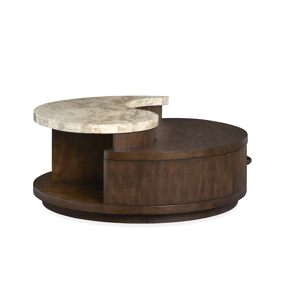 Mcpherson Burnt Umber Round Cocktail Table With Casters. Picture 11