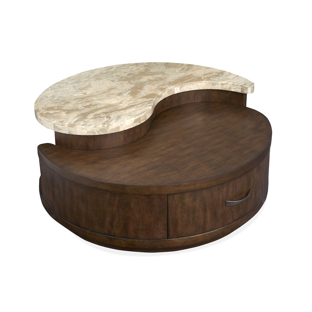 Mcpherson Burnt Umber Round Cocktail Table With Casters. Picture 5