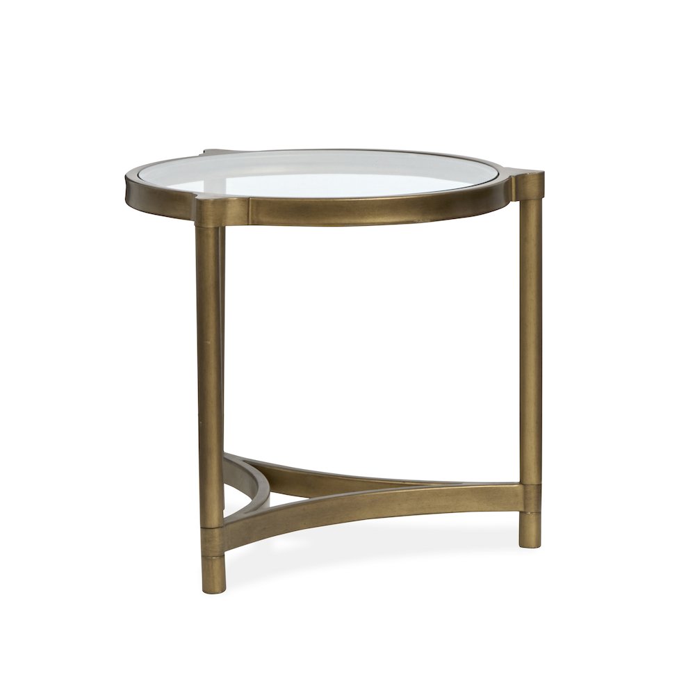 Cassidy Aged Brass And Volakas Classic Round End Table. Picture 6