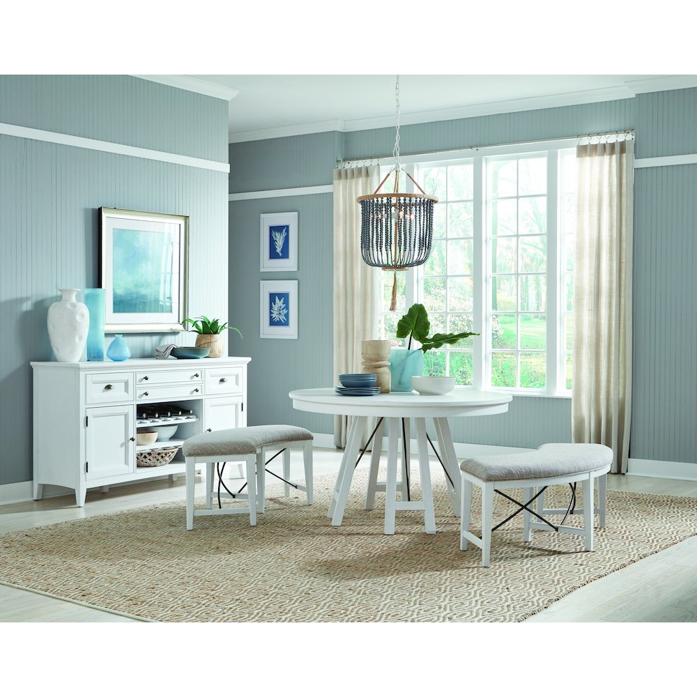 Heron Cove Chalk White And Dovetail Grey 52" Round Dining Table. Picture 7