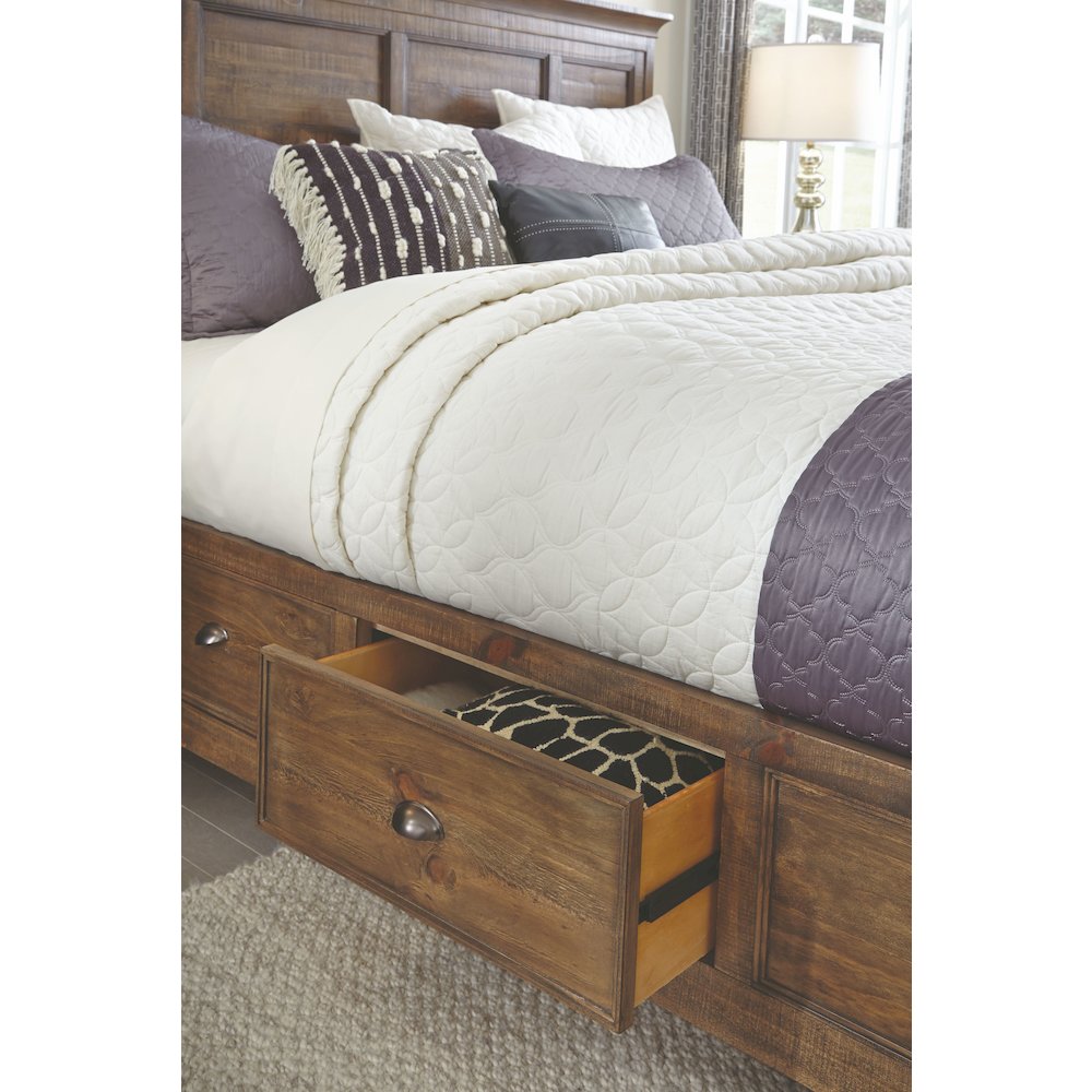 Bay Creek Toasted Nutmeg Queen Panel Storage Bed. Picture 5
